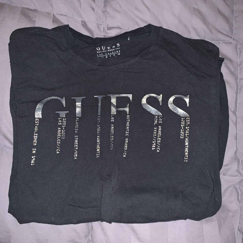 Black Guess T-shirt with Gold design